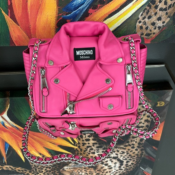 Moschino Couture 1 Milano Barbie Pink Biker Jacket Bag - never Used - Picture 1 of 16